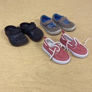 Baby boy shoes; size 4; Crocs and Gymboree